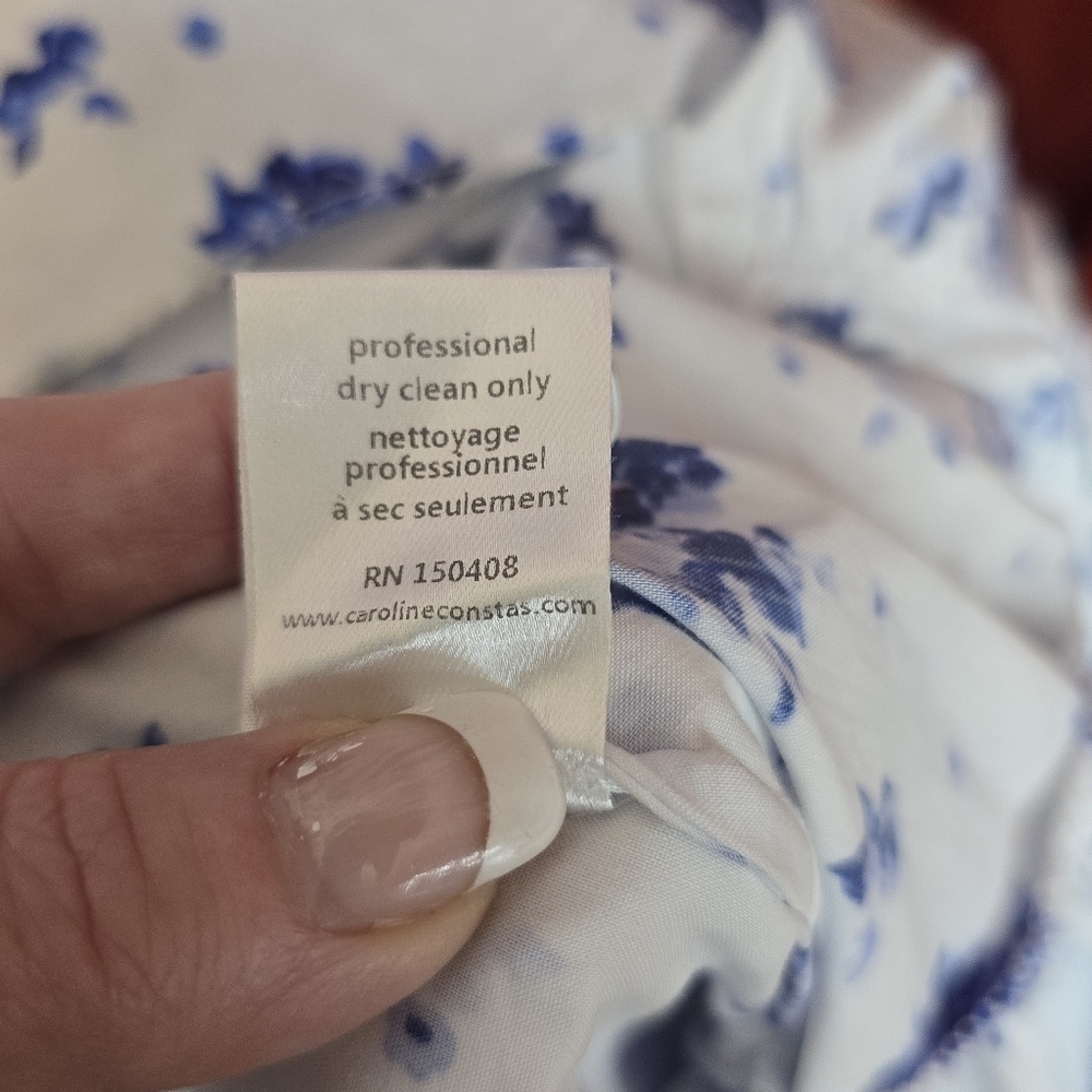 Caroline Constas Gianna Smocked Puff Sleeve Maxi Dress Blue Spot Floral Size XL - Picture 14 of 14